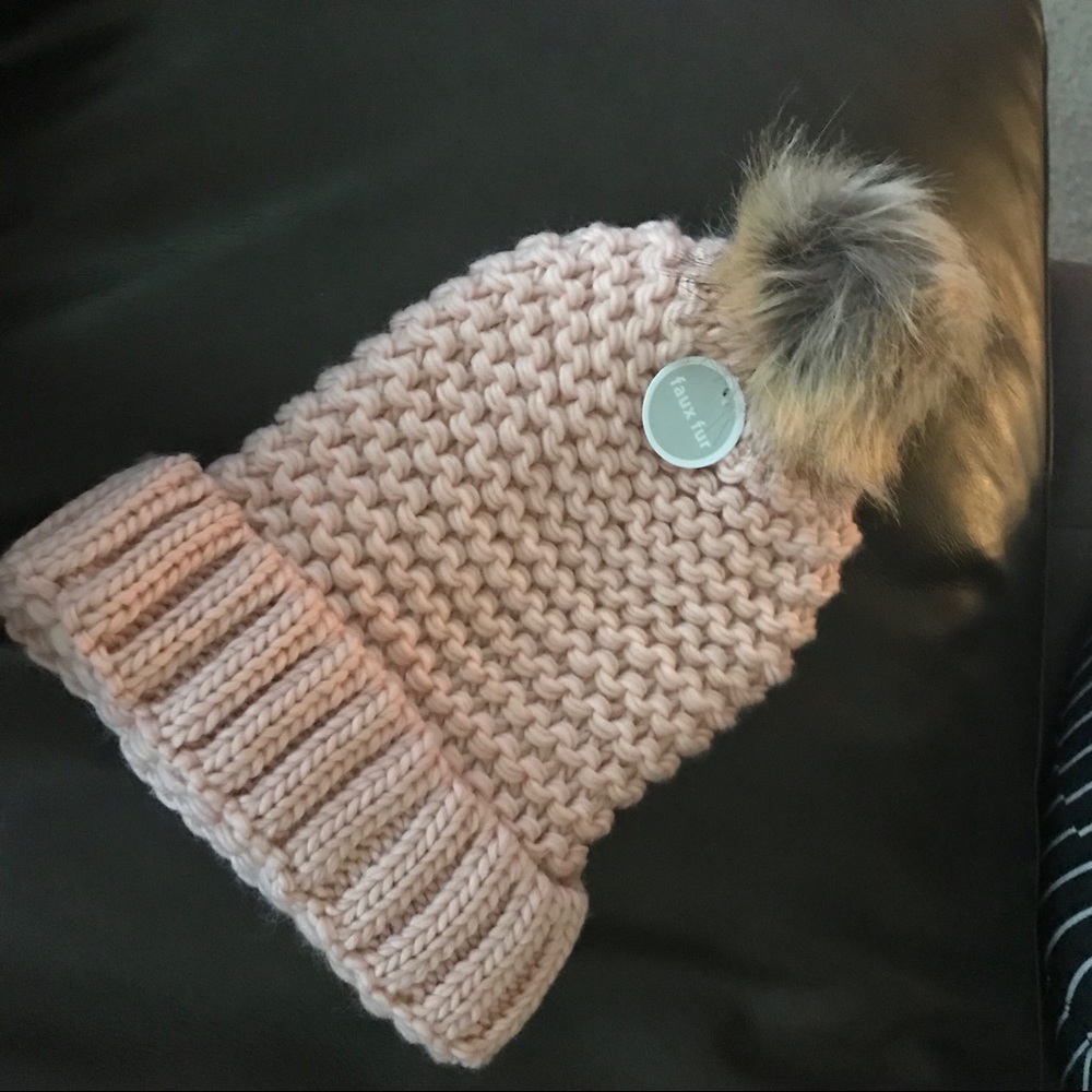 Pink Knitted Pom-Pom Hat